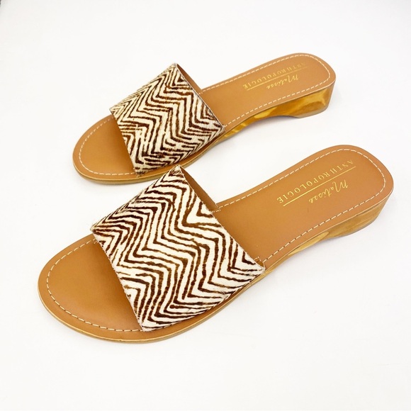 Anthropologie || Matisse Havana Slide Sandals Zebra Pony Hair Fur 10 NWOB - Picture 1 of 7